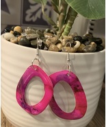 Pink Handmade Resin Earrings - £9.38 GBP