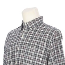 J Crew Black Gray White Red Check Button Down Casual Shirt Mens Medium - £15.75 GBP