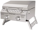 2-Burner Outdoor Tabletop Propane Gas Grill In Stainless Steel - £152.23 GBP