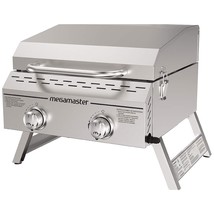 2-Burner Outdoor Tabletop Propane Gas Grill In Stainless Steel - £133.45 GBP