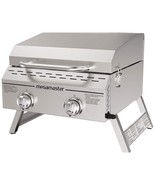 2-Burner Outdoor Tabletop Propane Gas Grill In Stainless Steel - £148.62 GBP