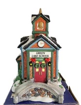 VTG Green Lake School Holiday Time Illuminated Victorian Christmas Village Boxed - £21.32 GBP
