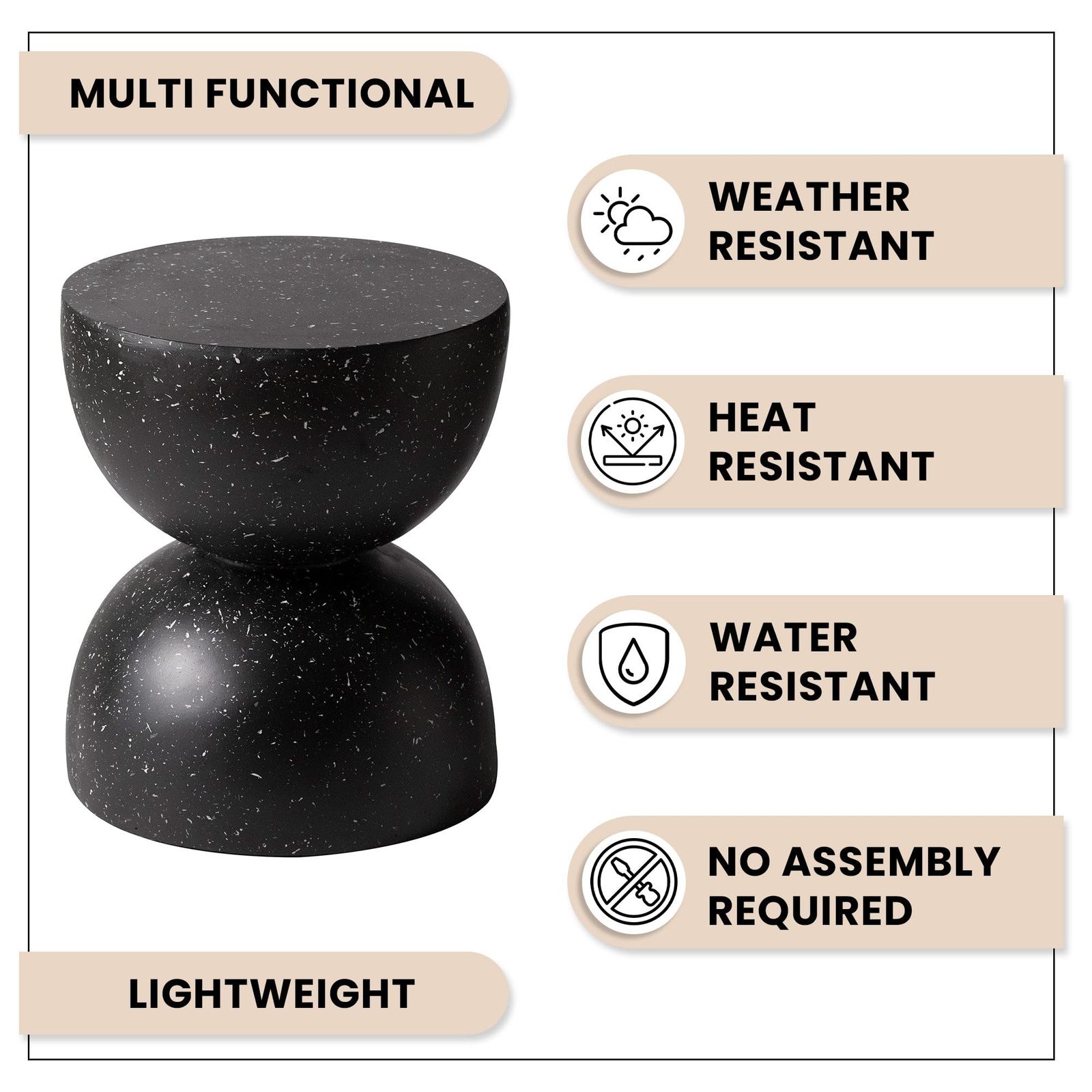 LeisureMod Minimalist Side Table Fiberstone Round Hourglass Accent End Table Sto Item image 10