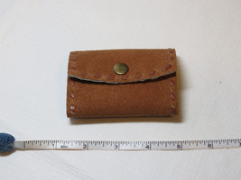 Handmade leather key holder brown w/ brown stitching 3.5&quot; X 2.5&quot; - £9.29 GBP
