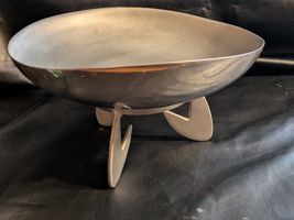 1960 Cast Aluminum Centerpiece Bowl Walnut Base B &amp; B Remembrance Atomic 11 - $159.40 CAD