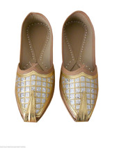 Men Shoes Indian Handmade Traditional Jutti Punjabi Brown Khussa Loafers US 7.5  - £43.95 GBP