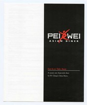 Pei Wei Asian Diner Menu Nashville &amp; Memphis Tennessee 2006 - £9.30 GBP