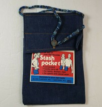 Vintage Stash Pocket Denim For Belt or Shoulder Messenger Bag Purse NOS 1970&#39;s - £39.10 GBP