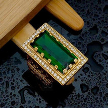Mens Emerald Quartz Ring, Heavy Wedding Ring, Anniversary Gift - £97.52 GBP