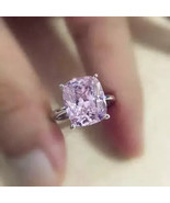 6Ct Cushion Cut Lab Created Pink Sapphire Engagement Ring 14k White Gold... - $152.92 CAD