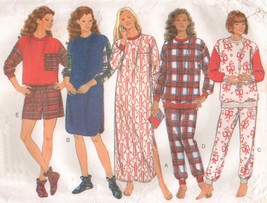Misses Flannelette Nightshirt Pajamas Pants Shorts Booties Top Sew Pattern 6-14 - £9.58 GBP