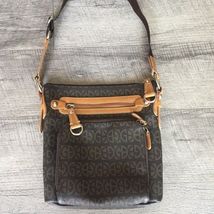 Giani Bernini Brown Monogram Crossbody Bag Multi Pocket Messenger Purse - $17.71