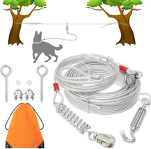 Dog Tie Out Cable - 100 Ft Long Dog Cable with 10 Ft Run Cable for Yard Training - £39.13 GBP
