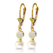 Galaxy Gold GG 14k Yellow Gold Round Freshwater-cultured Pearl and Opal Dangle E - £261.38 GBP
