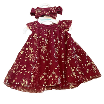 Baby Starters Baby Girl 3M Maroon Gold Tulle 2 Piece Set NEW Holiday Party - £7.09 GBP