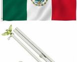 Mexico Mexican Flag w/ 6&#39; Ft White Flagpole Kit Residential Business 3x5... - $24.88