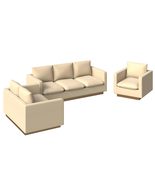 LeisureMod 3-Piece Sofa Set Upholstered in Velvet with Brushed Gold Stai... - $3,690.68
