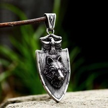 Viking Fenrir Wolf Head Pendant Necklace Stainless Steel Jewelry Chain 24&quot; Gift - £10.24 GBP