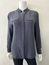 AG Adriano Goldschmied Silk Button Down Shirt Blue Long Sleeve Size Small - $36.77