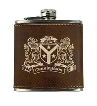 Cunningham Irish Coat of Arms Leather Flask - Rustic Brown - £19.73 GBP