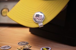 American Flag Ball Marker &amp; Hat Clip - Silver Cloissone&#39; - Stunning Marker - $16.79