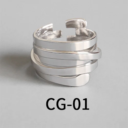 Korean S925  silver index finger ring lady minimalism cool wind chain simple ope - £39.20 GBP