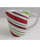 Christmas Ribbon Stripped Design 4&quot; Coffee Cup Mug - $9.89