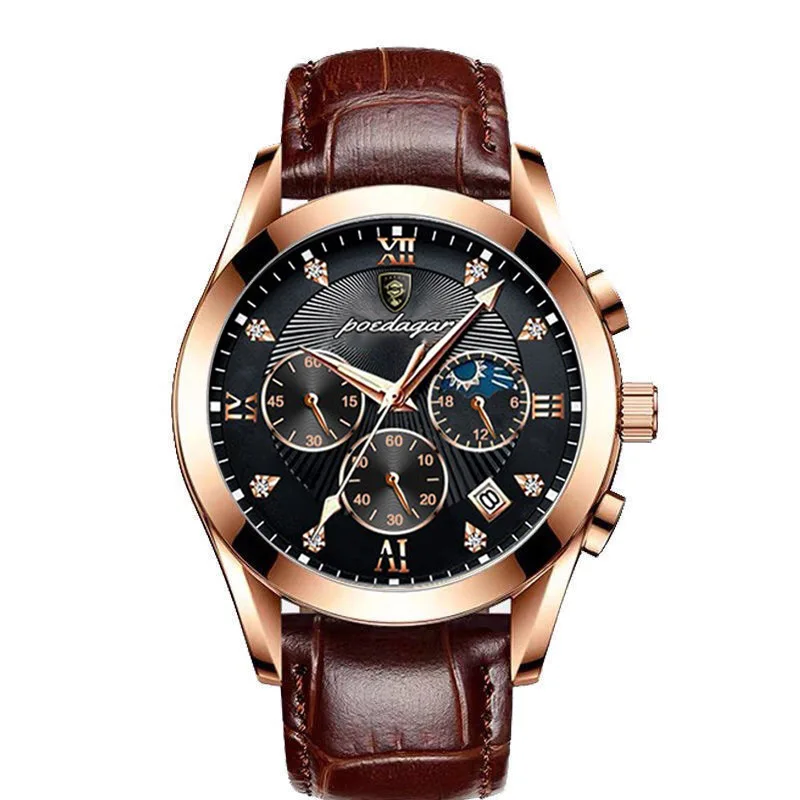 New fashion leather waterproof luminous top brand luxury mens quartz wristwatch relogio thumb200