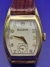 Vintage Bulova 1947 Aviator B 15 jewel Mens 10K RGP Leather Band - £139.52 GBP