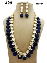 Indian Ethnic Kundan Gold Plated Pendant Necklace Earring Jewelry Set Valentine7 - £26.54 GBP