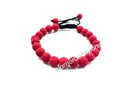 Dyed Dark Red Lava 8x8 mm Round Beads Thread Bracelet TB-86 - £7.49 GBP