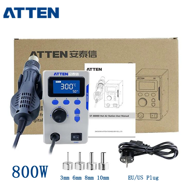 ATTEN ST-8800D 800W Hot Air  Digital Display BGA Rework Station Air Volu... - £271.90 GBP