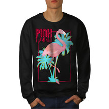 Wellcoda Pink Flamingo Island Mens Sweatshirt, Tropical Casual Pullover Jumper - £24.26 GBP+