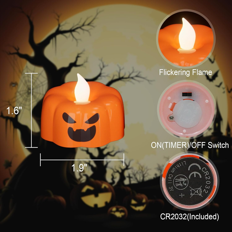 Eldnacele Halloween Pumpkin Lights Flameless Candles 6H Timer, Battery Operated  Item image 2