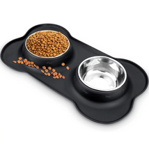 Dog Bowls, Double Dog and Cat Bowls with Anti-Overflow and Anti-Skid Foo... - £22.75 GBP