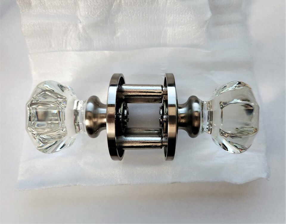 Classic Rosette Crystal Door Knob Handle Privacy Set in Satin Nickel, Dy... - $40.00