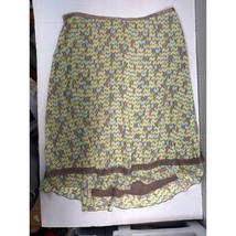 Sigrid Olsen Womens Green Brown Print Lace Trim Boho Mini Skirt Lined Si... - $35.01 CAD