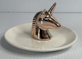 Gold Ceramic Ring Holder Jewelry Organizer Tray Trinket Dish for Vanity, Unicorn - £7.89 GBP