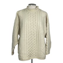 VTG Celtic Country Womens Beige High Collar Cable Knit Pullover Wool Swe... - £87.45 GBP