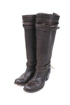 Frye Boots Womens Jane Strappy Knee Tall Brown Oiled Heels Sz 7B EUC - $168.40
