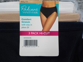 Radiant By Vanity Fair 3 Pk HI-CUT Panties Sz 4XL 11 Stretch Blacknudewhite Nwt - £10.35 GBP