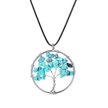 Turquoise Tree of Life Wire Wrapped Link Pendant Necklace With Wax cord ... - £7.66 GBP