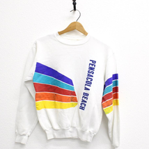 Vintage Pensacola Beach Florida Rainbow Sweatshirt Medium - £51.95 GBP