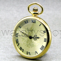 Pocket Watch Gold Color Open Face Solid Heavy Brass Case 41 Mm with Fob ... - $20.49