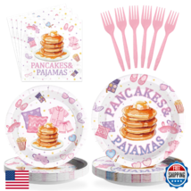 Greencian 96Pcs Pancakes and Pajamas Party Supplies Pajama Brunch Plates... - $50.51