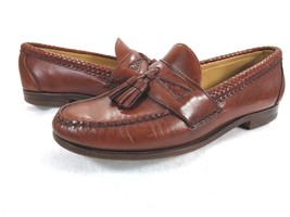 Allen Edmonds Maxfield  Walnut Woven Trim Leather Tassel Loafer Shoes Si... - $35.64