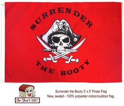 Surrender the Booty Pirate Flag 3x5 Pirate Skull Flag - new - £7.82 GBP