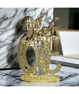 LOVE earring holder- w/ cupid Torino- Shiny Gold -holds 20 pairs -vintag... - $19.00