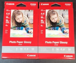Set of 2 Canon Inkjet Photo Paper Plus Glossy GP-601 4"x6" 50 Sheets Each - $17.81