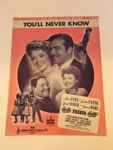 You&#39;ll Never Know Song from Hello Frisco Hello Movie 1943 Sheet Music Bo... - £7.83 GBP